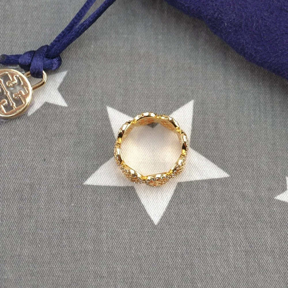 Tory Burch Miller Pavé Logo Ring in Size #7 (Brand New with Dust Bag) - Picture 3 of 4